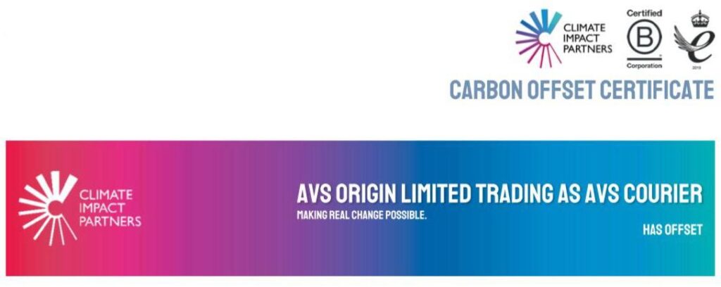avs couriers carbon offset certificate